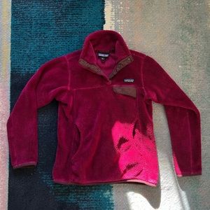 Patagonia women’s re-tool snap-t pullover in rubellite pink x-dye in size XS